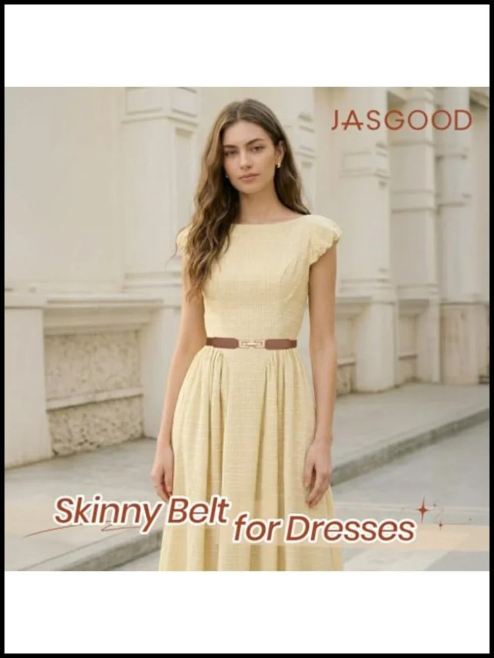 2 Pack Skinny Stretch Belt Women's Elastic Faux Leather Gold Buckle Waist